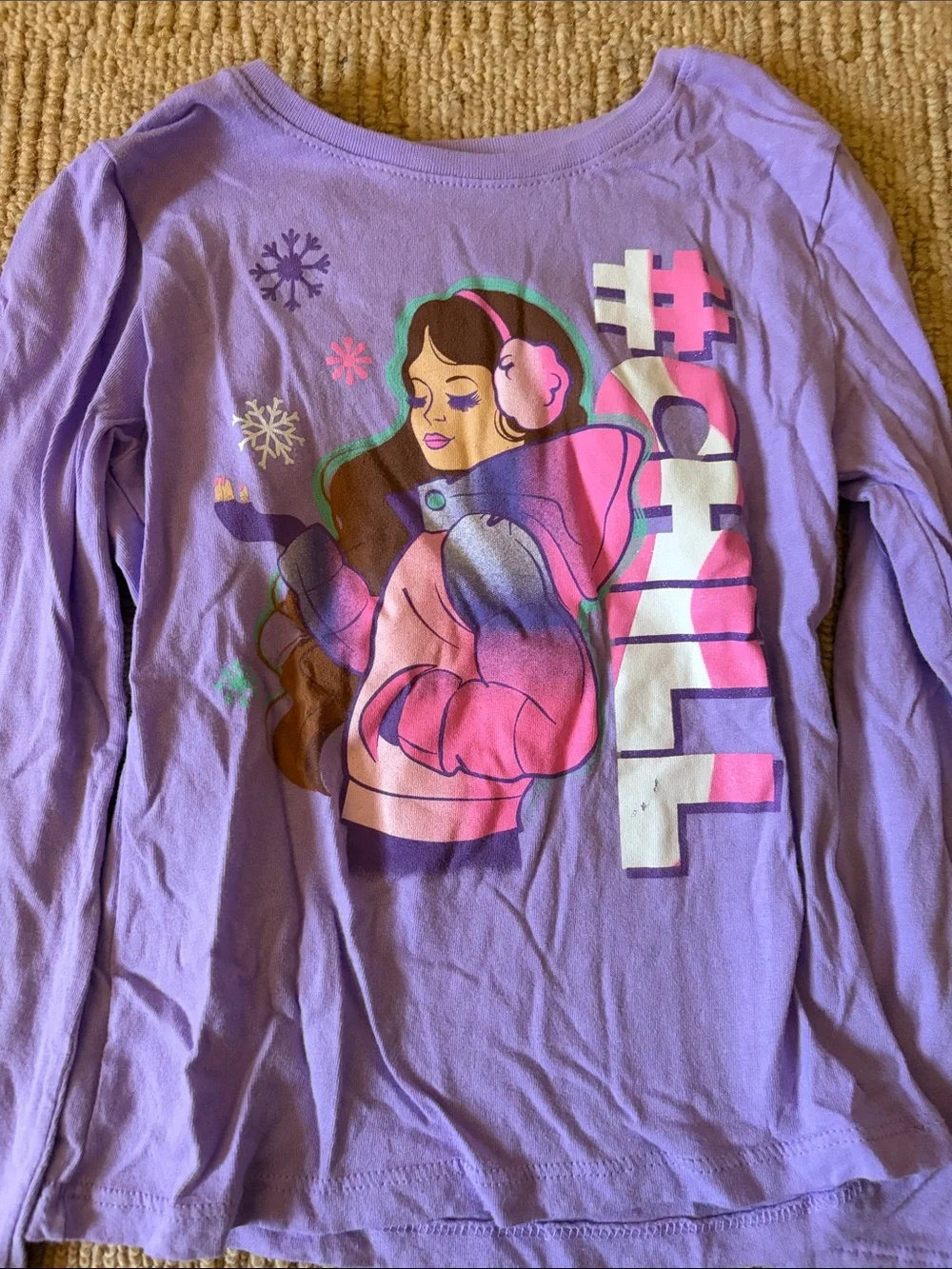The Children's Place Lavender Purple Graphic Long Sleeve Top with Pink Accents